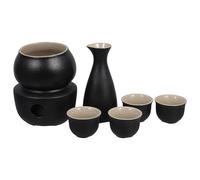 jojofuny Ensemble de Service à Saké en Céramique Noir 300 ML avec Tasses 45 ML, Design Vintage et Surface Confortable pour Réchauffer Le Saké la Maison