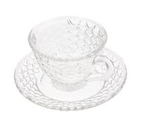 jojofuny Ensemble de Tasses à Café en Verre 101-200 Ml, Tasse à Eau Soucoupe Transparente, Service Vaisselle pour Maison, Bureau et Restaurant, Design Mermaid
