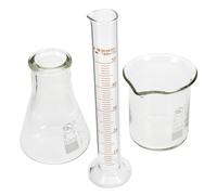 jojofuny Ensemble de Verrerie de Laboratoire Comprenant Cylindre Chimique, Bécher et Fiole Conique en Verre Graduation Claire, Fiable, pour Expériences Chimiques