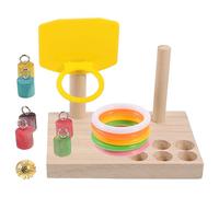 jojofuny Entraînement pour Perroquet Bois avec Mini Panier Jeu Éducatif Interactif pour Oiseaux Promoteur Exercice Stimulation Mentale Adapté à Tous Types de Cages Couleur Aléatoire