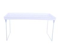 jojofuny Étagère de Rangement Pliable Blanc Taille L, Support de Bureau Rehaussé, Matière Plastique Robuste, Rangement Compact pour Articles Divers, pour Bureau et Espace de Travail