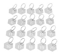 jojofuny Étiquettes Métalliques Numérotées Hexagonales Argentées pour Identification Rapide et Claire en Acier Inoxydable avec Porte-clés, 20 Pièces de Bagages et Effets Personnels en