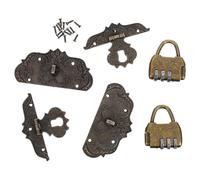 jojofuny Fermoir Décoratif en Alliage Zinc Vintage 2 Pcs Cadenas à Code, Moraillon Métallique Compact pour Boîtes à Bijoux, Coffrets en Bois et Valises, Loquet Robuste Anti-rayures,
