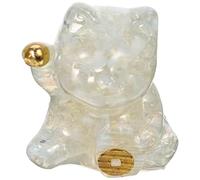 jojofuny Figurine Artisanale en Résine de Chat Maneki Neko Éclats D’Opale Naturelle, Petite Décoration de Bureau et Maison, Statuette Amulette Colorée et Légère pour Présent ou Intérieur