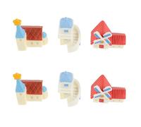 jojofuny Figurines de Maison Miniature Décoration Polyvalente Résistante à l'usure Ensemble de 6 en Résine Style Architectural Classique, pour Patio et Village Miniature