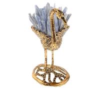 jojofuny Flamant Kyanite Bleue Naturelle Sculpture Élégante Cristal pour Décoration de Table Ornement Métallique Flamingo pour Mariage Anniversaire Bureau et Maison