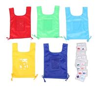 jojofuny Gilet d'enseignement pour enfants, 5 pièces, avec poches pour cartes, gilet coloré pour activités préscolaires, apprentissage en classe, fournitures de jeu en groupe