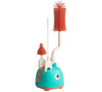 jojofuny Goupillon Nettoyant pour Biberons et Pailles Longues 1 Set avec Support de Rangement pour Biberons et Bouteilles en PP Silicone Acier Inoxydable pour Voyage en Plein Air