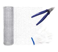 jojofuny Grillage Hexagonal Galvanisé 04M X 5M Pince et Moufles Treillis Métallique Léger pour Élevage Poules et Lapins Grillage pour Jardin et Bricolage Protection Volaille et Culture