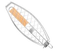 jojofuny Grille à Poisson en Maille Poignée Amovible en Fer Panier à Griller Multifonction pour Barbecue pour Poissons Légumes et Viandes Usage Extérieur Camping et Pique-Niques