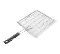 jojofuny Grille Multifonction en Fil de Fer et Tôle sans Revêtement Poignée Plastique Résistante à la Chaleur Support Perforé Viande et Légumes Accessoire Barbecue et Camping