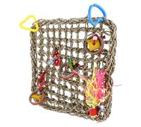 jojofuny Hamac Perroquet Paille Naturelle Tressée Filet Suspendu Robuste pour Grimper et Jouer Escalade pour Perruches et Conures Accessoire pour Volière Intérieure