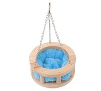 jojofuny Hamac Suspendu en Bois de Pin pour Hamster et Petits Animaux Nid Rond Coussin Coloré Aléatoire Nid de Balançoire Multifonctionnel Décoration de Cage et Lit Couleur Aléatoire