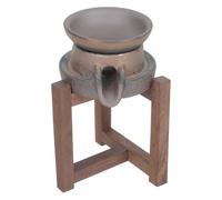 jojofuny Infuseur à Thé Créatif en Poterie Brute Support en Bois Filtre à Feuilles de Thé Rétro Surface Lisse Protège les Mains et Usage Domestique