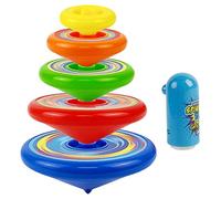 jojofuny Jeu de toupies empilables pour enfants, gyroscope en plastique coloré avec lanceur, parfait pour les anniversaires, les fêtes de famille et la maternelle