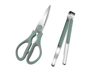 jojofuny Kit de Ciseaux pour Barbecue Domestique en Acier Inoxydable Vert Poignée Confortable et Multifonction pour Dîner la Maison et Barbecue