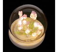 jojofuny Kit Lampe de Chevet Tulipe DIY 16 Fleurs Violettes Veilleuse Décorative Créative pour Chambre Lampe de Table D’Ambiance Douce Présent Original Pierres de Cristal et Paquet