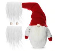 jojofuny Kit Loisirs Créatifs Fausse Barbe de Gnome en Fausse Fourrure Blanche 18X9 CM 12 Pièces 12 Boules en Bois Rustiques pour Décoration Noël et Fêtes Fournitures DIY 24 Pcs