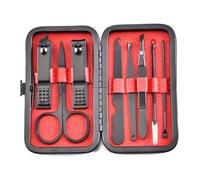 jojofuny Kit Manucure Pédicure 8 Pièces Noir en Acier Inoxydable Multifonction Pince à Ongles Coup-ongles Lime à Ongles pour Usage Domestique