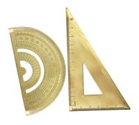 jojofuny Kit Règle et Rapporteur Laiton Outil de Mesure Précis pour Dessin Architecture et Enseignement Multifonction pour Étudiants et Professionnels