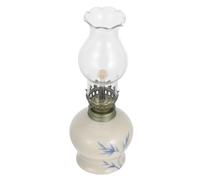 jojofuny Lampe à Huile Ancienne, Lampe à Pétrole en Verre, Céramique, Éclairage de Secours pour Usage Domestique, Décoration Vintage Intérieure et Extérieure