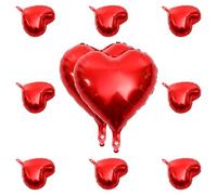 jojofuny Lot de 10 Ballons en Aluminium Forme Cœur Rouge Décoration de Fête et Anniversaire Ballons Décoratifs pour Mariage Accessoires de Fête Saint-valentin Film D'aluminium