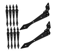 jojofuny Lot de 10 Charnières de Portail de Jardin en Fer Noir Robuste pour Remplacement, Design Lourd Supportant un Poids Important, Style Décoratif Élégant