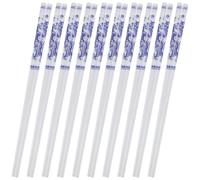 jojofuny Lot de 10 Paires de Baguettes en Céramique Bleu et Blanc Motif Dragon, Baguettes Chinoises Réutilisables, Compatibles Lave-vaisselle, pour Dîner la Maison et Restaurant