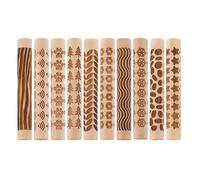 jojofuny Lot de 10 rouleaux à pâtisserie texturés en argile - Petit rouleau en bois pour poterie et céramique - Rouleau à motifs en relief pour sculpture en argile polymère