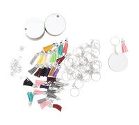 jojofuny Lot de 10 set de Porte-Clés Ronds à Pompon pour Transfert Thermique Pendentifs Clés en MDF à Sublimation Ornement DIY pour Décoration Création Personnalisée 100 G