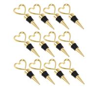 jojofuny Lot de 12 Bouchons à Vin en Alliage Doré, Bouchon de Liège de Cœur Joint en Caoutchouc, Accessoires pour Bouteilles de Vin Rouge, Étanchéité Solide pour Conservation à Domicile