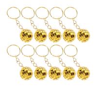jojofuny Lot de 12 set de Porte-Clés Boule Disco Miroir 23 CM Doré Mini Boules à Facettes pour Décoration Voiture Accessoires Fête Années 70 Présents Soirée Disco