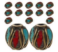 jojofuny Lot de 15 perles de Bouddha : perles d'espacement bouddhistes en laiton du Népal, perles de Bouddha en vrac faites à la main, style tibétain ancien, pour bijoux, bracelets, boucles