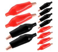 jojofuny Lot de 16 Pinces Crocodiles Isolées en Laiton Robuste Grand Format avec Capuchons de Protection Pince de Test Électrique pour Circuits et Batteries Usage Professionnel et