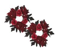 jojofuny Lot de 2 Anneaux de Bougies D’Automne en Tissu Léger Feuilles D’Érable Artificielles Colorées Décorations pour Centres de Table Porte-Bougies et Fêtes de Thanksgiving