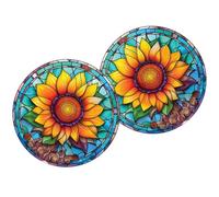 jojofuny Lot de 2 Autocollants Anti-Collision pour Vitres Statiques Ronds Motif Tournesol Coloré Amovibles sans Colle Protection Oiseaux pour Fenêtres et Portes Vitrées Intérieure et