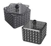 jojofuny Lot De 2 Boîtes De Rangement pour Cotons-tiges en Acrylique Grain Diamant Transparentes, Organisateur De Maquillage pour Salle De Bain