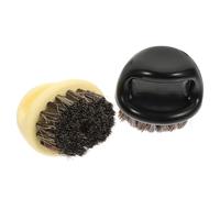 jojofuny Lot de 2 Brosses à Barbe Multifonctions en Poils Naturels Brosse de Nettoyage pour Poils Cassés Couleurs Noire et Beige Outil Coiffure Homme pour Salon et Usage Domestique
