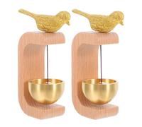 jojofuny Lot de 2 Cloches de commerçant magnétiques en Laiton avec Sonnette puissante, Style Vintage, en Bois, pour Porte d'entrée, décoration d'intérieur