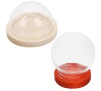 jojofuny Lot de 2 Cloches en Verre Transparent 30 MM Bases en Bois Naturel et Café Foncé Accessoires Décoratifs pour Affichage Vitrines pour Figurines et Décoration Intérieure