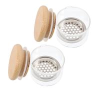 jojofuny Lot de 2 Coupelles en Verre Couvercle Amovible et Séparateur en Acier Inoxydable pour Nail Art, Tasse Porte-Liquide Pratique pour Manucure, Nettoyage et Mélange de Poudres,