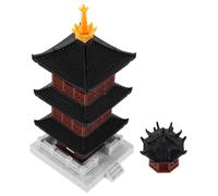 jojofuny Lot de 2 Décorations Miniatures pour Aquarium en Plastique Tours Chinoises Anciennes à 3 Étages Pavillon Octogonal Ornements de Paysage Miniature pour Jardin Zen et Bonsaï