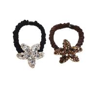jojofuny Lot de 2 Élastiques à Strass Étoiles de Mer Élastiques à Cheveux Haute Élasticité Couleurs Blanc et Marron Accessoires Coiffure pour Femmes et Filles Plage et Été