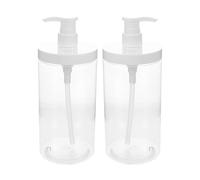 jojofuny Lot de 2 Flacons Distributeurs à Pompe Rechargeables 1000 Ml en Plastique Transparent Grosse Ouverture Anti-Fuite Flacons de Voyage Portables pour Shampooing Lotion et