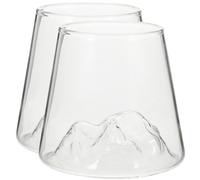 jojofuny Lot de 2 Gobelets en Verre Résistant Haute Température, Grand Format Fuji de Montagne, Tasse à Thé et Tasse à Lait pour Boissons Chaudes et Froides, Utilisation Maison et Bureau,