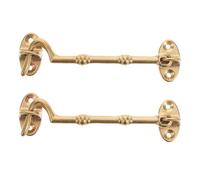 jojofuny Lot de 2 loquets à crochet en laiton : verrou de porte de grange en métal de 10,5 cm - loquets robustes et épais pour portail et cabane - verrou de porte coulissante - ensemble de à