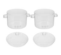 jojofuny Lot de 2 Marmites à Ragoût en Verre Borosilicaté 1900 Ml avec Couvercle et Poignées Ergonomiques Résistantes à la Chaleur pour Cuisson Lente Cuisine Maison Pots à Soupe et