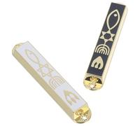jojofuny Lot de 2 Mezouzot en Métal Rétro 88 Mm, Décoration Religieuse Juive pour Porte D’entrée, Symbole de Bénédiction et Prière, Accessoire Décoratif pour Maison et Bureau