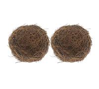 jojofuny Lot de 2 Nids D’Oiseaux Tissés en Rotin Naturel 12 CM - Nichoir Suspendu Aéré pour Perruches et Oiseaux Décoratifs - Décoration Rustique Intérieure et Extérieure