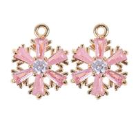 jojofuny Lot de 2 Pendentifs Flocon de Neige de Noël en Cuivre Rose Accessoires Décoratifs Légers pour Bracelets DIY et Colliers Bijou Festif pour Création Manuelle et Présents de Fête